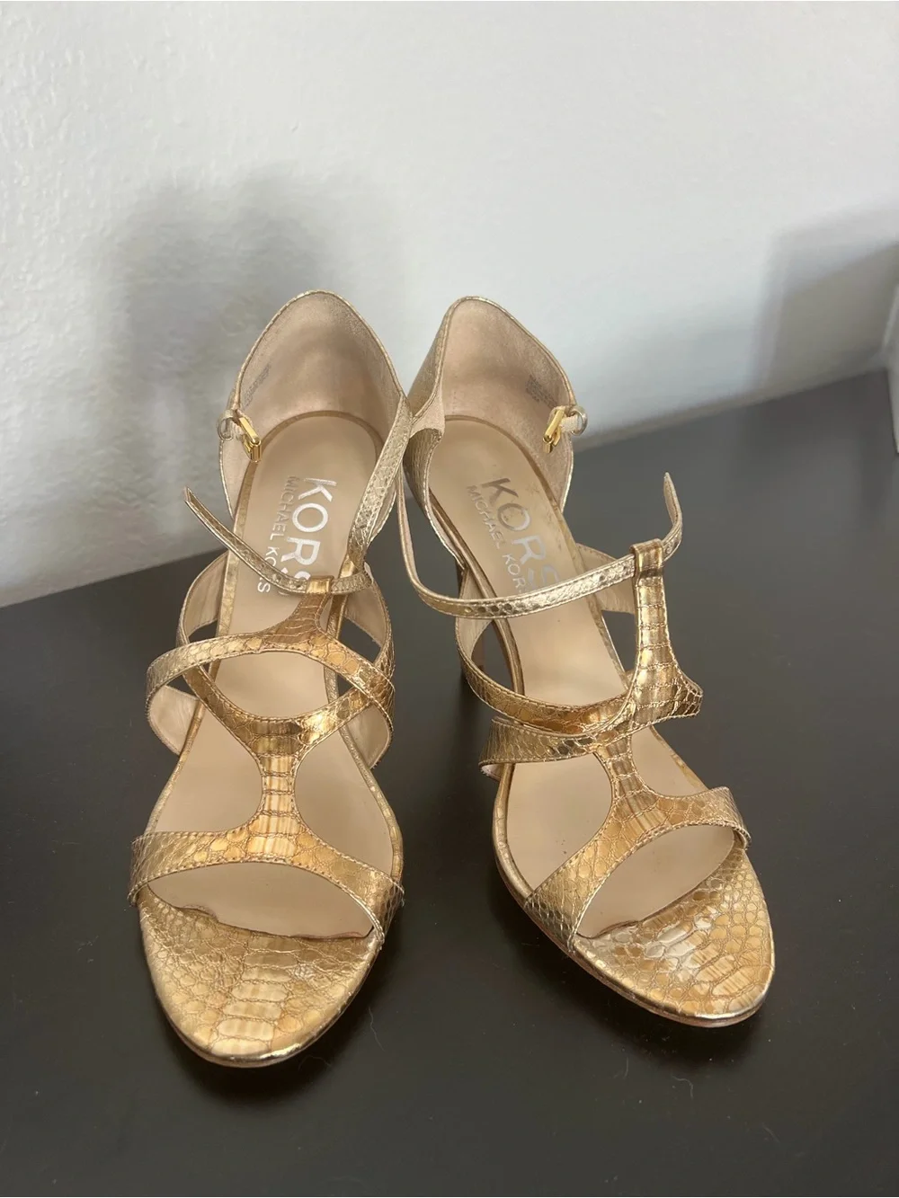 Michael Kors Metallic Gold Strappy High-Heel Sandals - Women